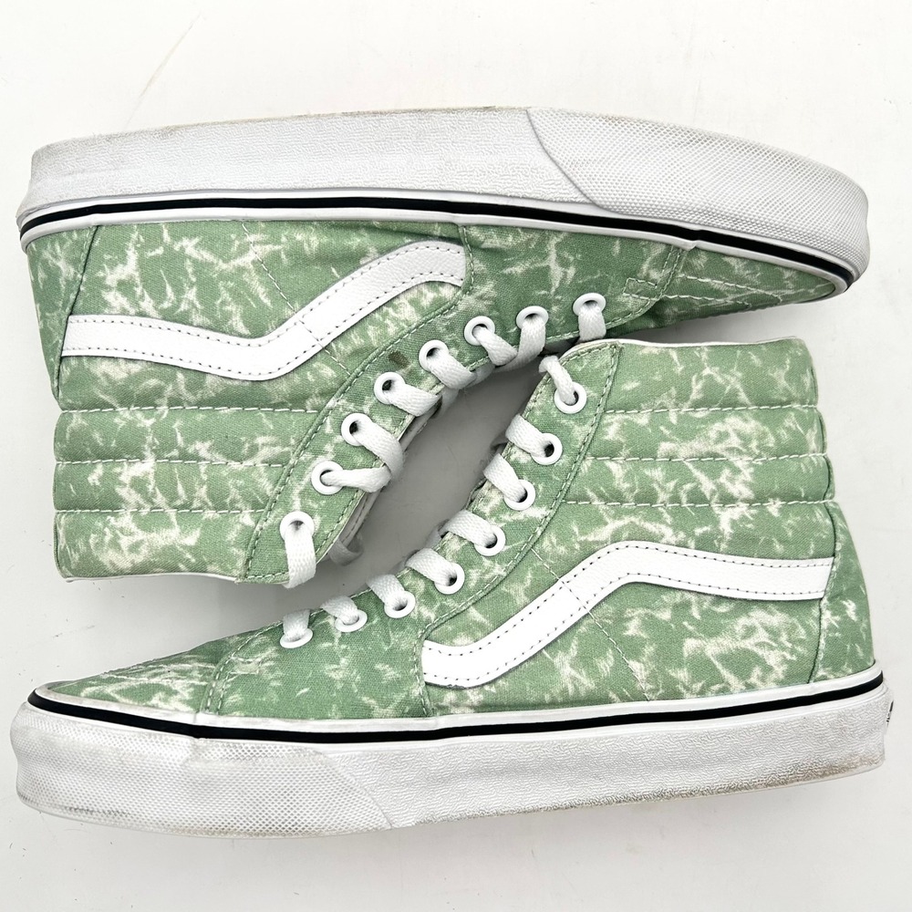 Vans High Top Sneakers in Light Green Marble with White Stripe - Picture 6 of 10